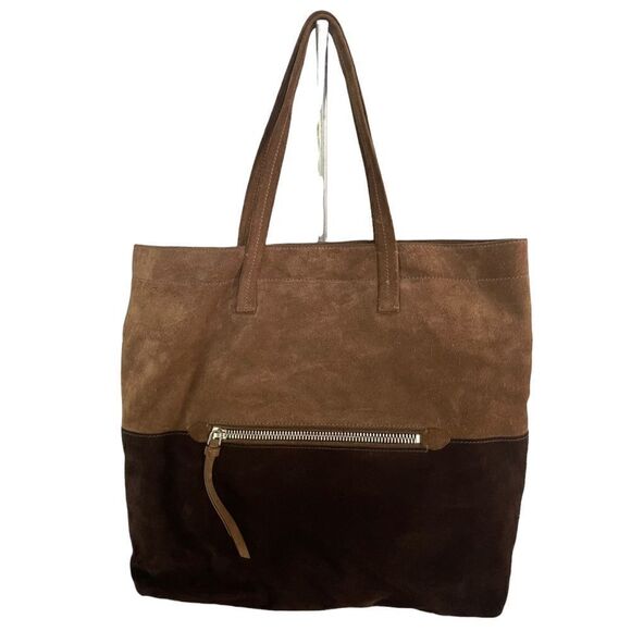 Miu Miu Two Tone Suede Shopper Tote Brown Authentic - Picture 6 of 8